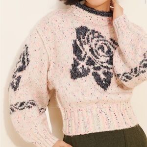 Kimchi Blue Noelle Patterned Knit Mockneck Pullover Sweater size M